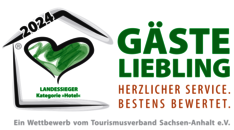 Auszeichnung mit dem Gäste Liebling Preis, der für herzlichen Service mit bester Bewertung steht.
