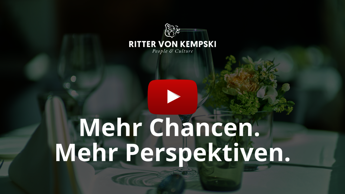 Hier startet ein Video über das Arbeiten im Service der Ritter von Kempski Privathotels.